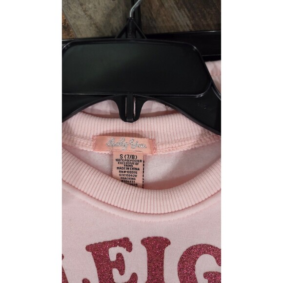 Lucky You Reindeer Holiday Pink Sweatsuit 2 Piece Set –Girls Size Small 7/8 B10 - Picture 2 of 5